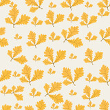 Autumn Seamless Pattern. Seamless Yellow Oak Leaves. Oak leaves illustration. vector eps10
