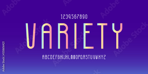Alphabet and numbers vector set, round and elongated style