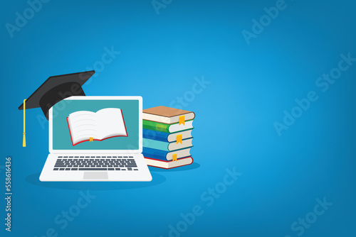 Online learning. Concept of webinar, business online training, education on computer or e-learning concept, video tutorial illustration.	 photo