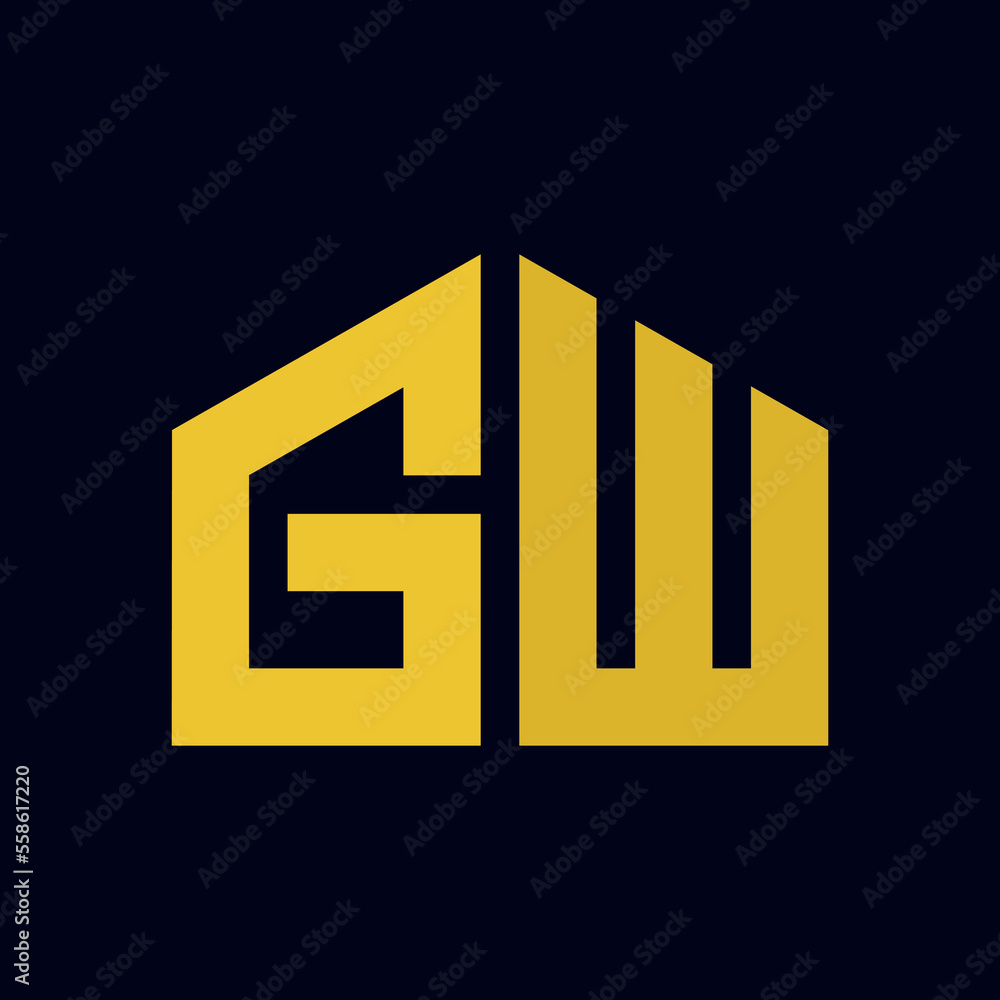 GW letter initials logo, modern logo, real estate logo