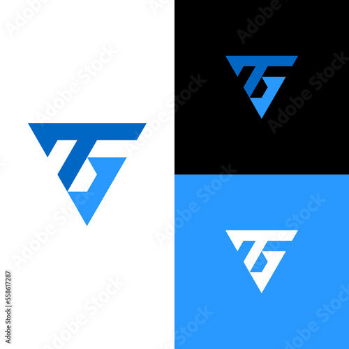 TG initials logo, monogram logo triangle shape