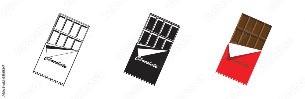 Chocolate icon. Chocolate bar icon set. Chocolate icon collection ...