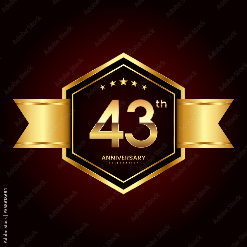 Logo design with emblem style for 43th anniversary celebration event. Logo Vector Illustration Logo design with emblem style for 43th anniversary celebration event. Logo Vector Illustration