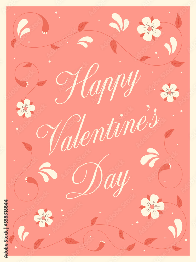 Valentine's day greeting card with flowers. Valentine's day greeting card with flowers.