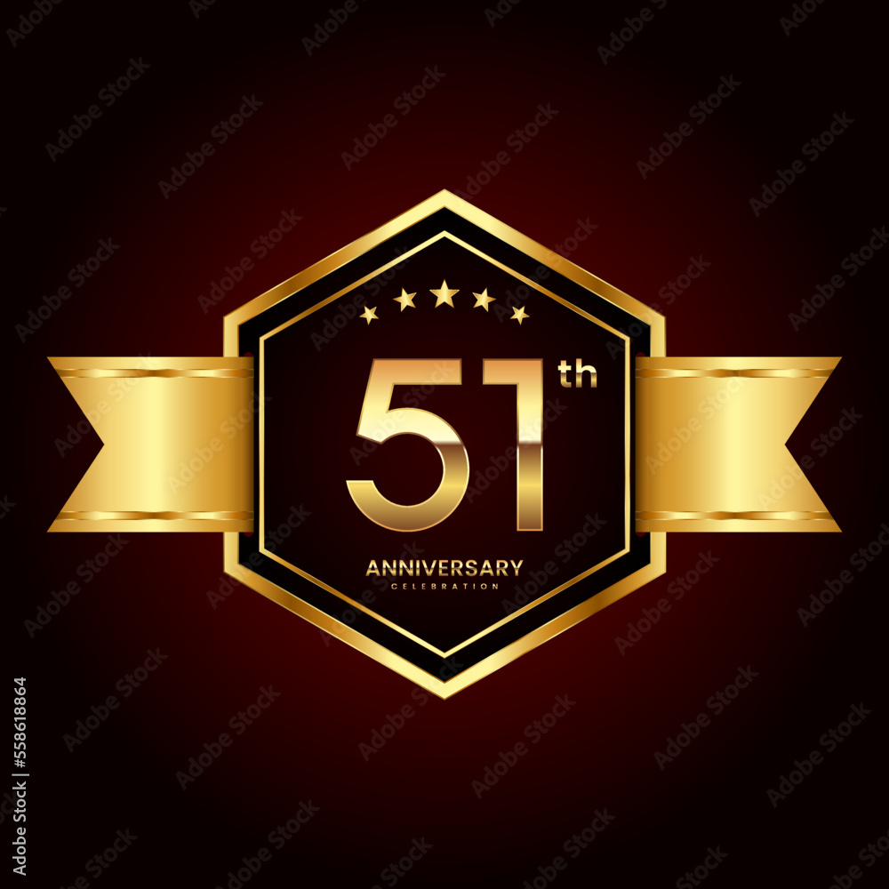 Logo design with emblem style for 51th anniversary celebration event. Logo Vector Illustration Logo design with emblem style for 51th anniversary celebration event. Logo Vector Illustration