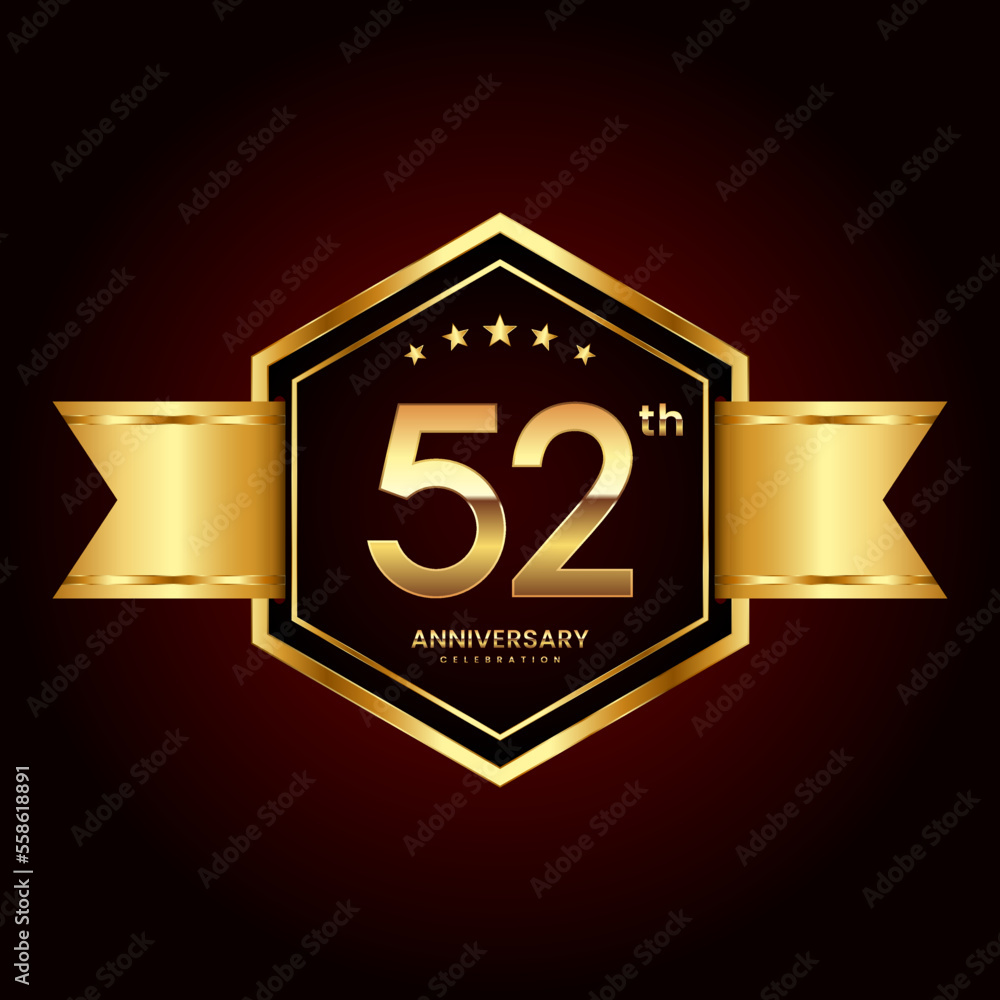 Logo design with emblem style for 52th anniversary celebration event. Logo Vector Illustration Logo design with emblem style for 52th anniversary celebration event. Logo Vector Illustration