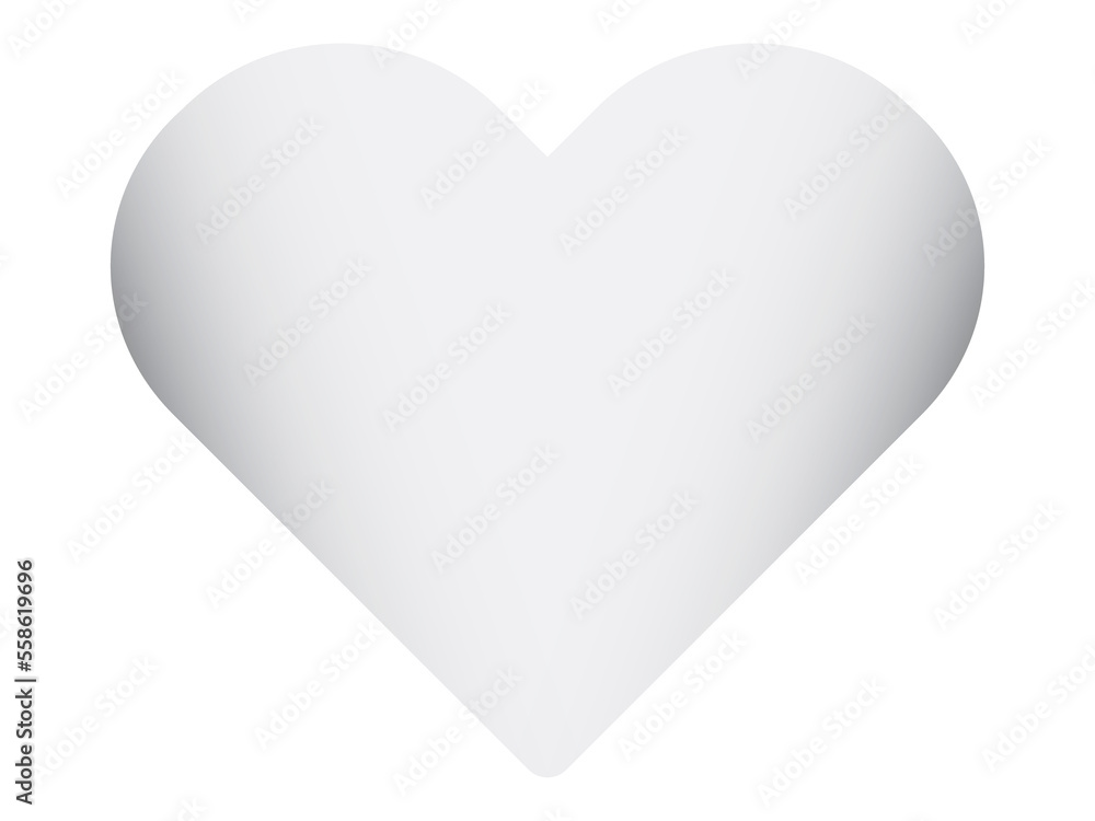Simple heart shape with side shadows on transparent background Simple heart shape with side shadows on transparent background