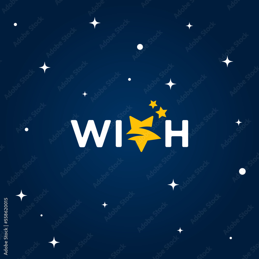 Naklejka premium wish wordmark with stars background