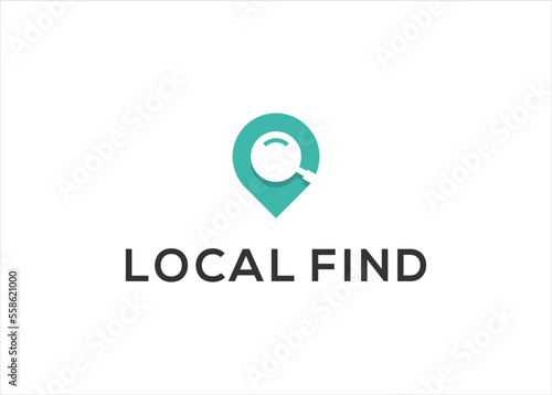 Minimalist logo design pin local find search vector template