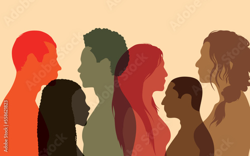 People from multicultural and international backgrounds become friends. Women and men from diverse backgrounds in business. Collaboration and teamwork concept. 