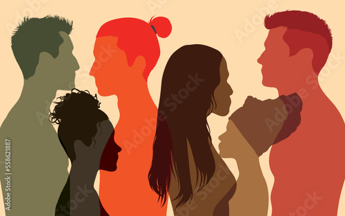 Diversity multiculturalism. Equal rights and anti-racism. Various cultural profiles of men and women. Friendship in multi-ethnic society. 