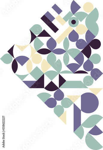 abstract Bauhaus Pattern. geometrical Shapes .Modern geometry figure, shape. Geometric mosaic. Minimal mural texture. Scandinavian, retro wallpaper.