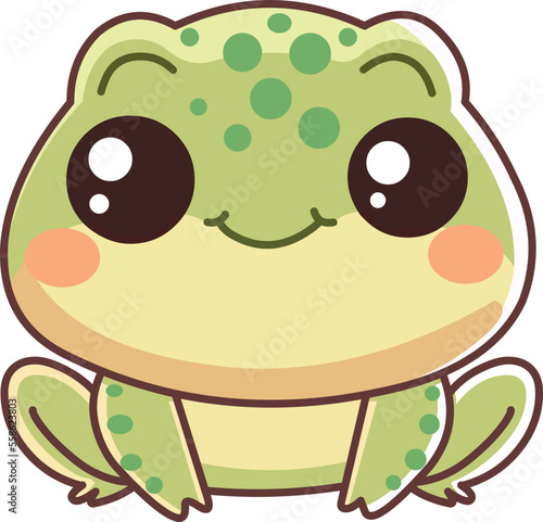 Baby frog smiling in a kawaii style