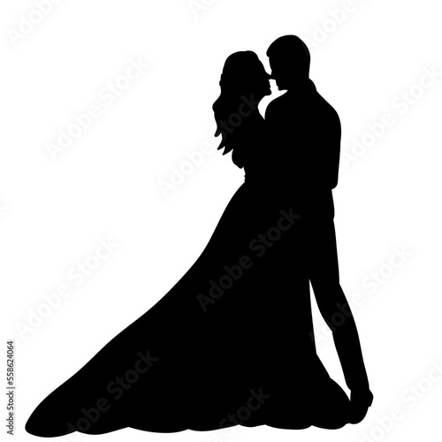 wedding bride and groom silhouette design