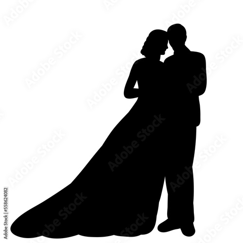 wedding bride and groom silhouette design vector isolated