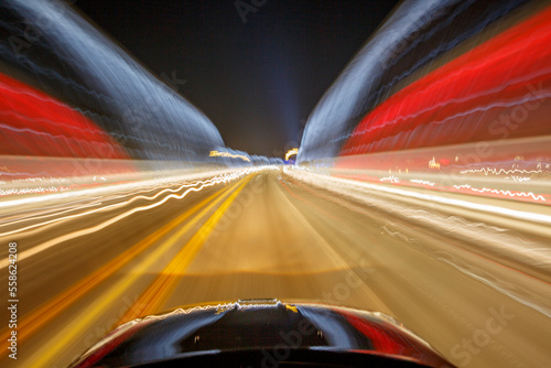 Brand New Sixth Street Bridge in The Arts District of Downtown Los Angeles with Futuristic Motion Blur