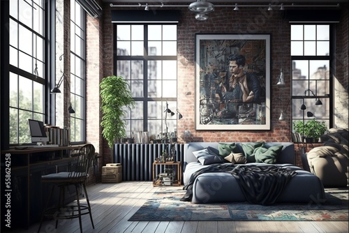 loft-style interior with open space and panoramic large windows