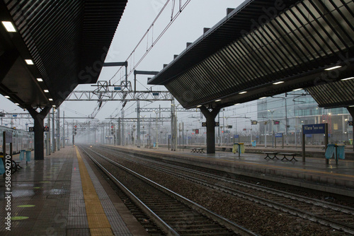 platform for trains in Italy during a bad day