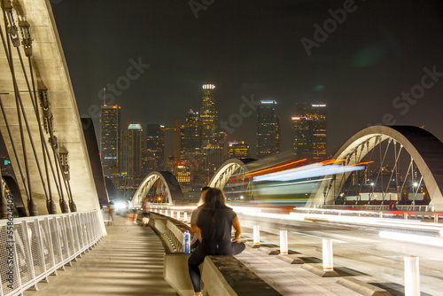 Brand New Sixth Street Bridge in The Arts District of Downtown Los Angeles with Futuristic Motion Blur