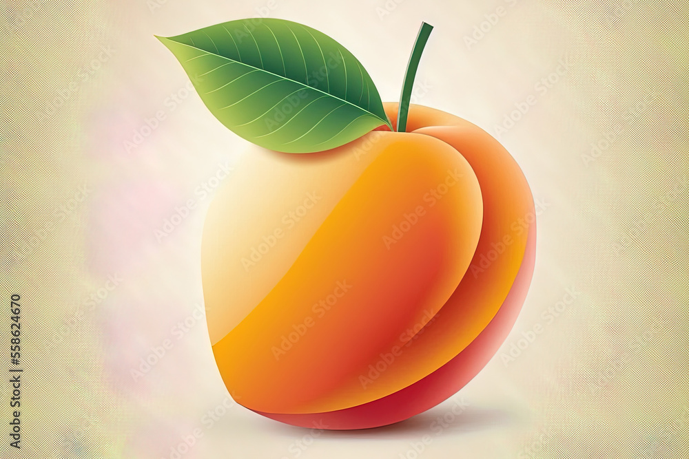 drawing of a peach. flat design approach. Illustration of a peach