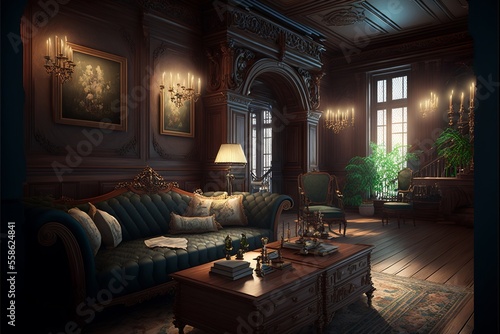 Gothic victorian style luxury mansion interior  © Hdi