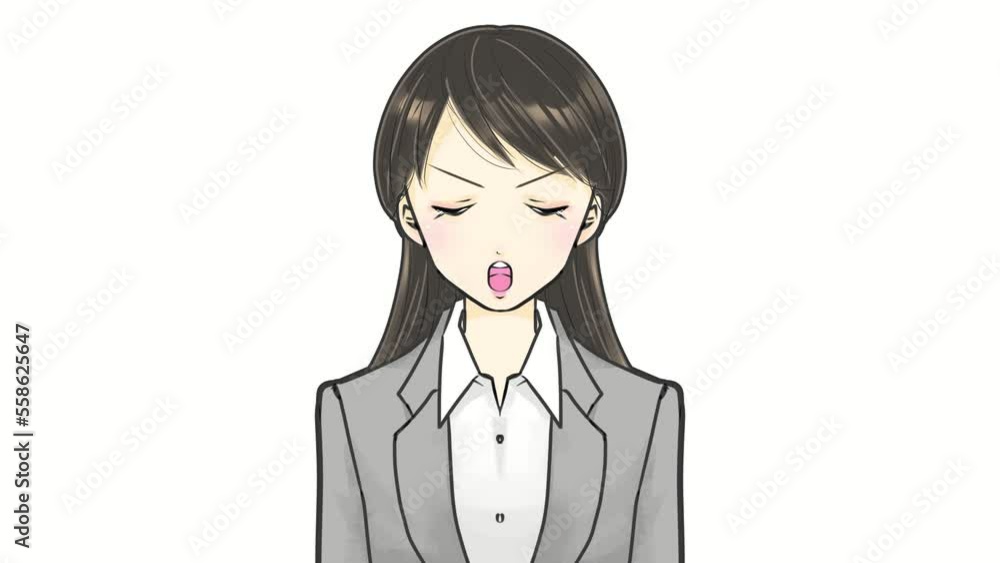 怒りの表情で話すスーツを着た女性　ループアニメーション