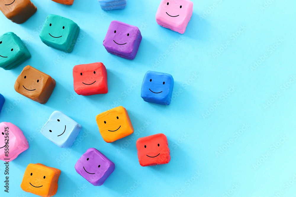 Fototapeta premium Concept image of group of smiling faces. Metaphor of happiness and satisfaction