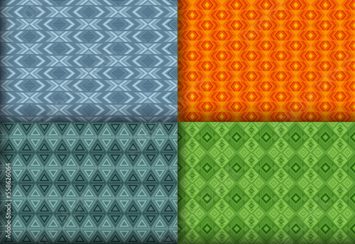 Primitive geometric chevron seamless tracery set. Tribal motif ethnic patterns. Chevron element geometric vector seamless texture collection. Monochrome background prints.