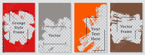 Brush stroke painted frame social media story post template set.
