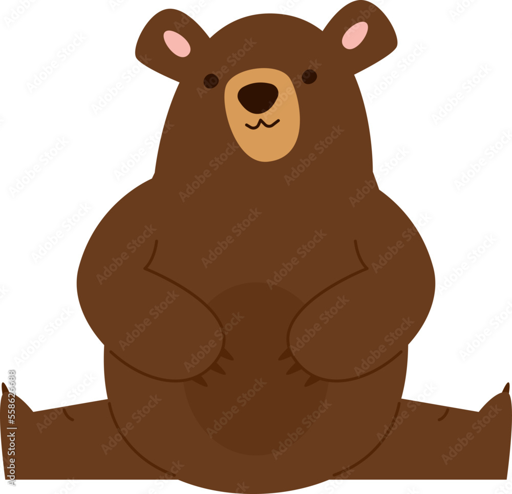 Fototapeta premium Pretty animal flat icon Cute cartoon bear