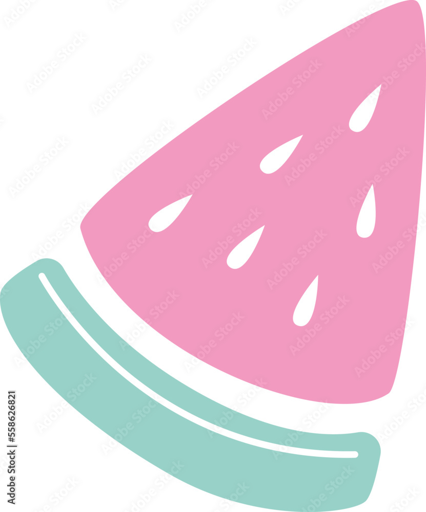 Hand drawn abstract watermelon slice flat icon