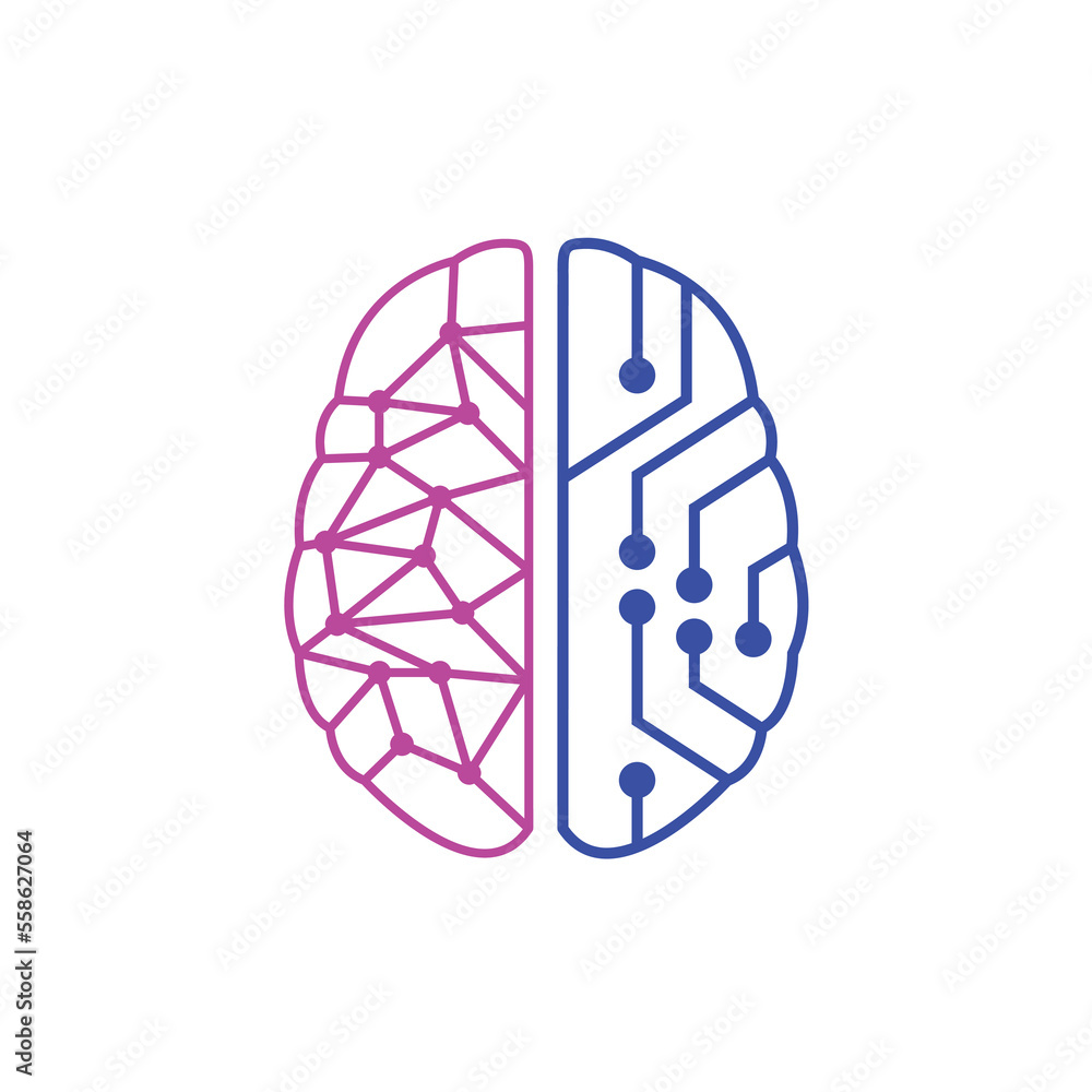 human brain dot connection smart technology logo design human brain dot connection smart technology logo design