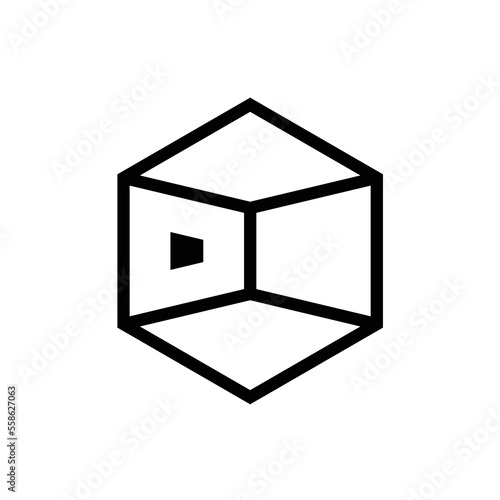 interior wall building architecture in the hexagon shape logo design