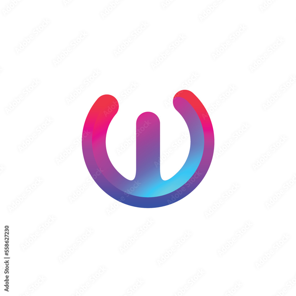 futuristic initial letter w colorful gradient power button logo design futuristic initial letter w colorful gradient power button logo design