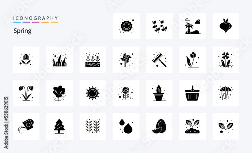 25 Spring Solid Glyph icon pack. Vector icons illustration © Muhammad