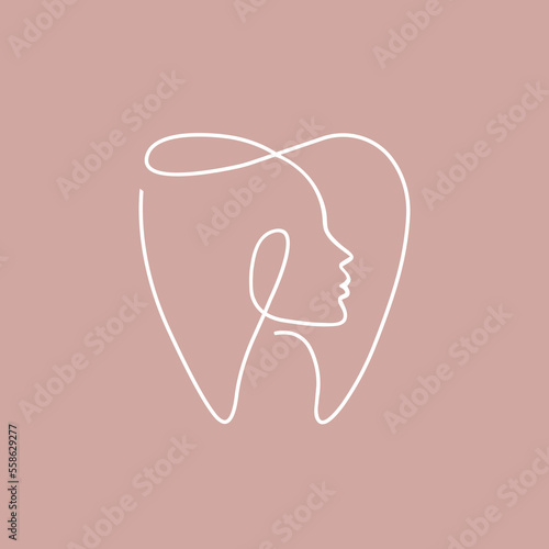 Minimalist tooth with human face for dentistry