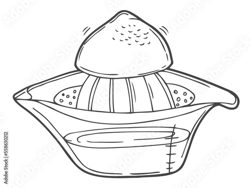 Doodle half a lemon and a squeezer (plastic citrus juicer)