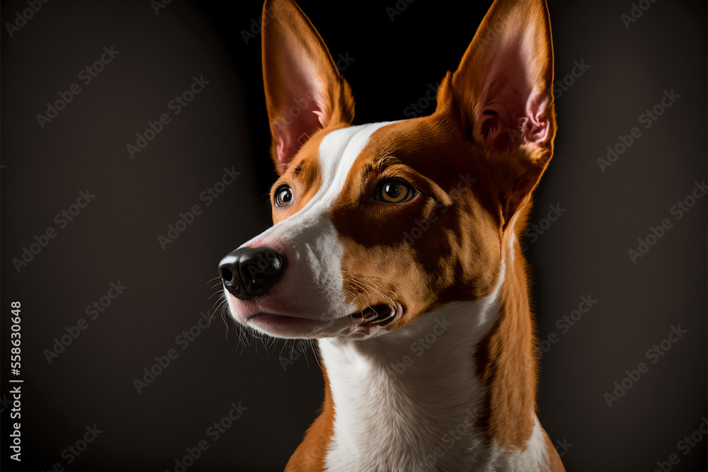 Basenji, a breed of dog native to Africa. Generative AI.