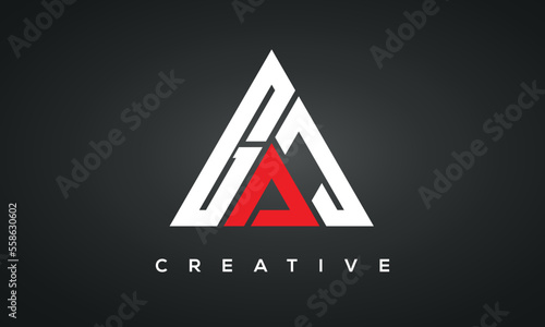 GAJ monogram triangle logo design 