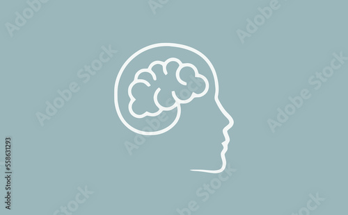 Head, face with brain for mind and psychology