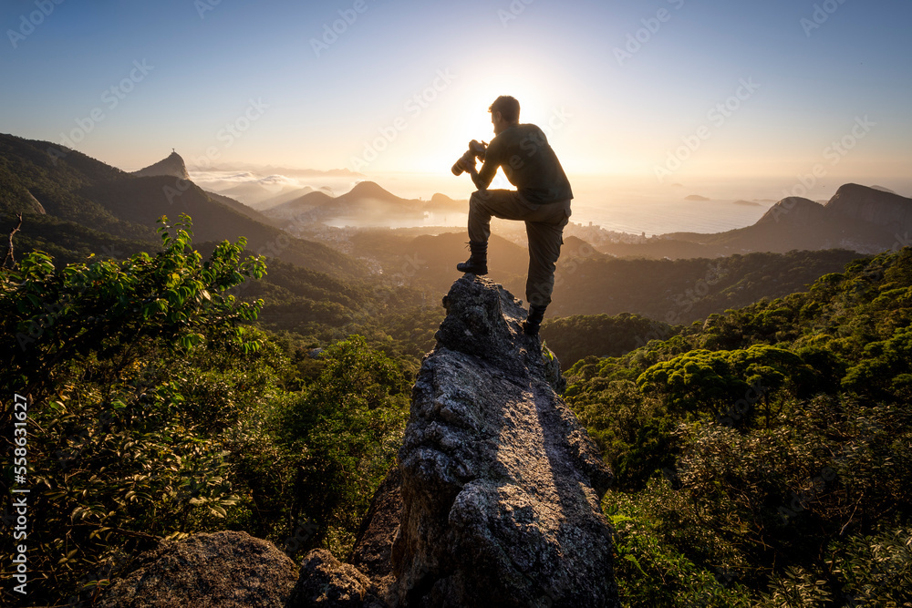 Beautiful sunrise in the rainforest with a view to the city of Rio de Janeiro, Brazil Beautiful sunrise in the rainforest with a view to the city of Rio de Janeiro, Brazil