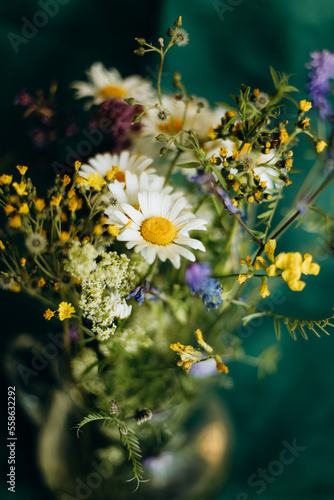 Bouquet of wildflowers in vase