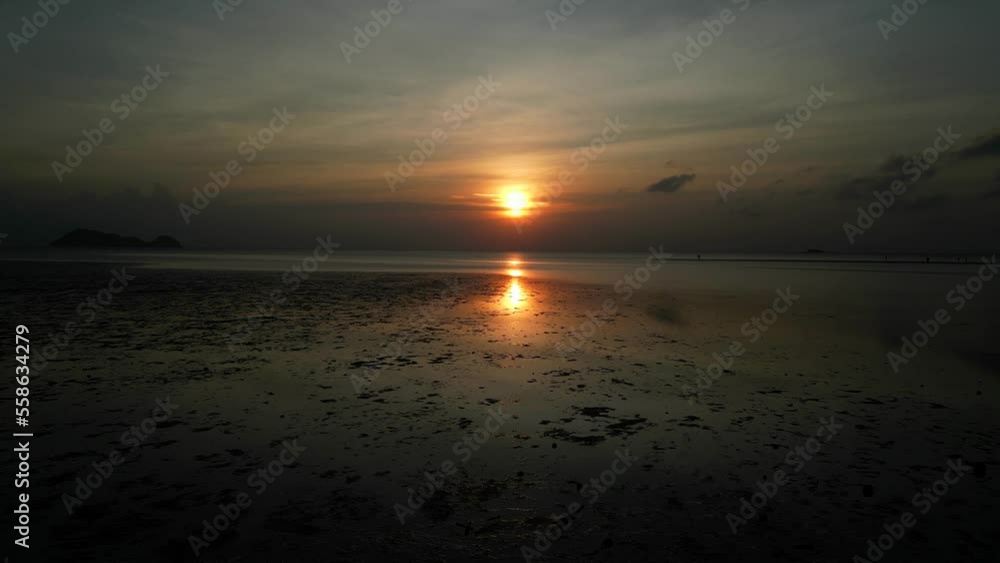 Amazing aerial sunset with reflection on the sea in Thailand. Amazing aerial sunset with reflection on the sea in Thailand.
