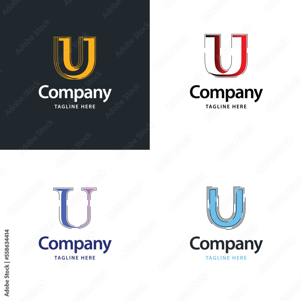 Letter U Big Logo Pack Design. Creative Modern logos design for your business. Vector Brand name illustration