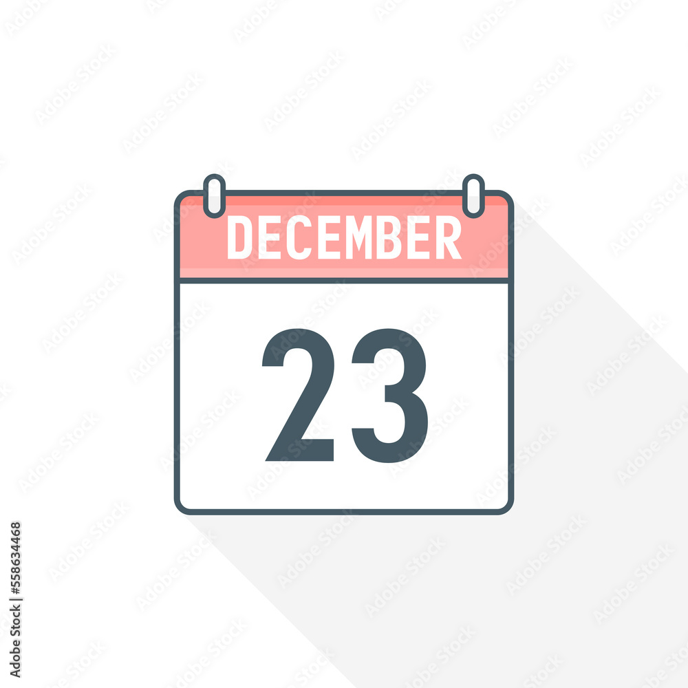 23rd December calendar icon. December 23 calendar Date Month icon vector illustrator 23rd December calendar icon. December 23 calendar Date Month icon vector illustrator