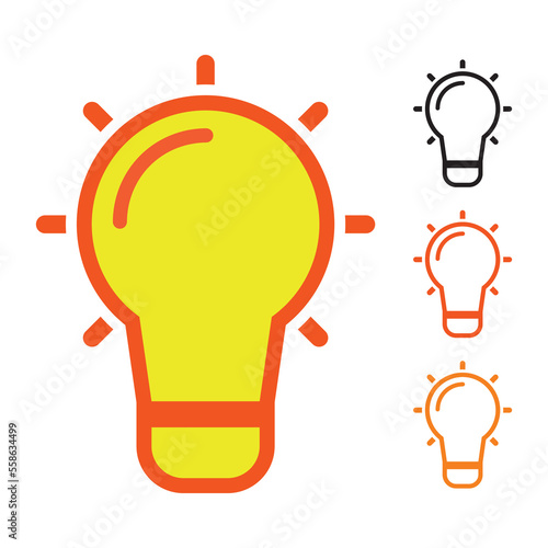 lamp icon vector, isolated on white background. Idea sign, solution, thinking concept. Lightning. Electric, shining.