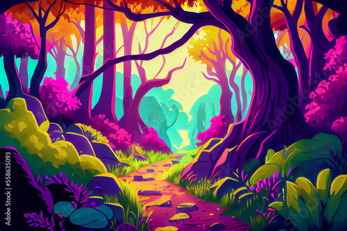 Fairytale fantasy forest  ai illustration