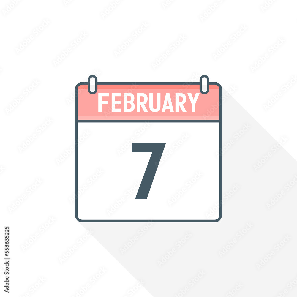 7th February calendar icon. February 7 calendar Date Month icon vector illustrator 7th February calendar icon. February 7 calendar Date Month icon vector illustrator