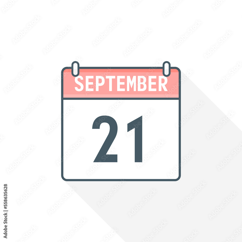 21st September calendar icon. September 21 calendar Date Month icon vector illustrator 21st September calendar icon. September 21 calendar Date Month icon vector illustrator