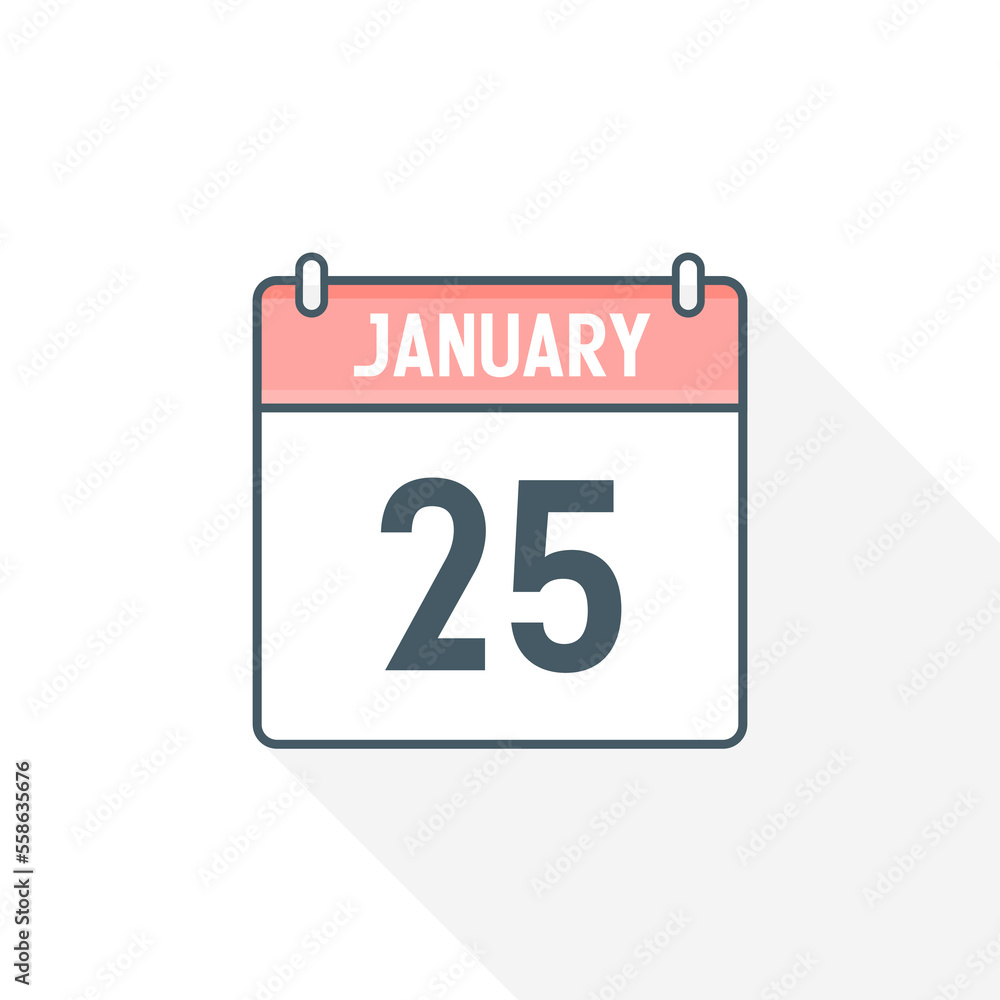 25th January calendar icon. January 25 calendar Date Month icon vector illustrator 25th January calendar icon. January 25 calendar Date Month icon vector illustrator